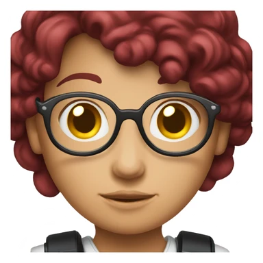 a photographer girl with burgundy hair and a Canon camera sticker