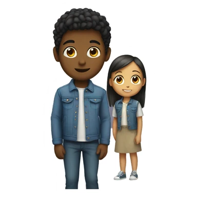 boy standing behind a girl sticker