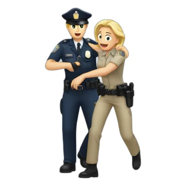 Lady officer arresting a women sticker