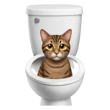 brown tabby cat on toilet sticker