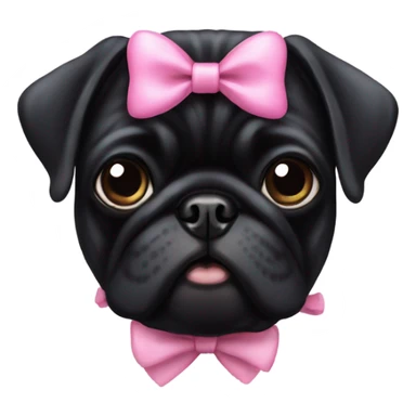 A black pug with a cute little pink bow  sticker