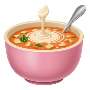yummy soup in pink bowl sticker