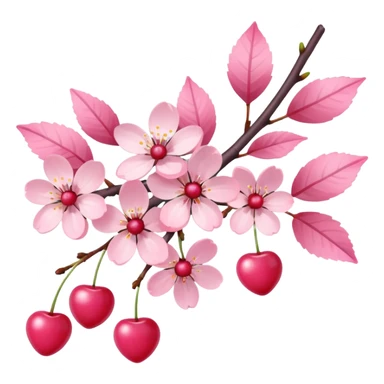 Cute Cherry blossom Cherries with pastel-colored leaves sticker