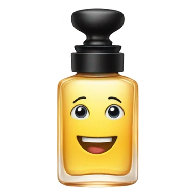 smiling perfume with black cap sticker
