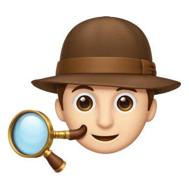 écureuil détective avec une loupe et un chapeau de Sherlock Holmes, style emoji Apple sticker