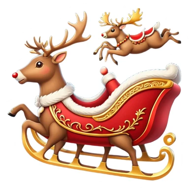 santa's sleigh with reindeer in flight sticker