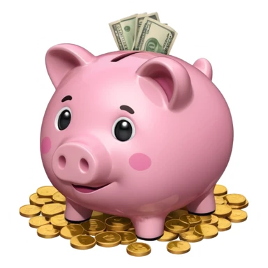 Isometric piggy bank with cash sticker