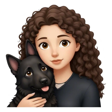 Black German Shepherd , Young Curly Long hair Woman mit umarmen  sticker