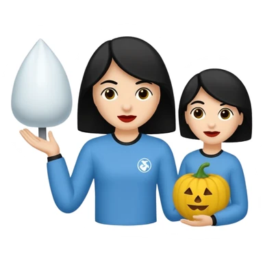 vull un perosnatge estil bimoji que sigui com una nimfa bella i fantasmal amb túniques blanques. Té la pell literalments blanca com el guix, cabell platejat, un nas llarg, ulls negres grans i llavis carmesí. que estigui somrient sense arrecades i roba vermellai balnca  sticker