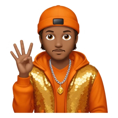 Mystikal, Rapper with dark brown hair, orange sequin outfit sticker