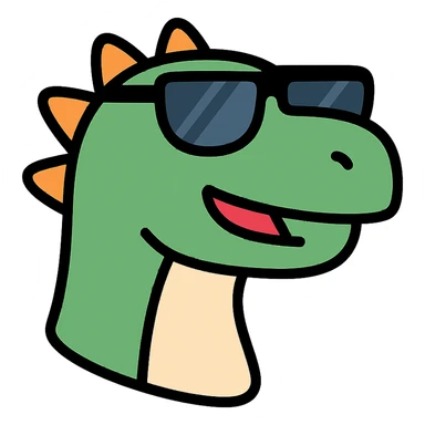 dinosaur wearing sunglasses, colorful icon sticker