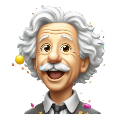 happy albert einstein shooting colorful confetti popper sticker