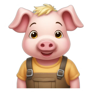 The little pig from three brothers who build a wood house sticker