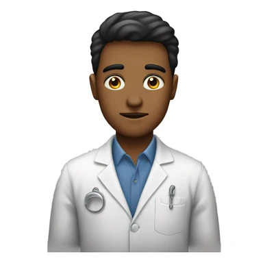 joven sin ojos sin nariz son cejas sin boca con bata de laboratorio sticker