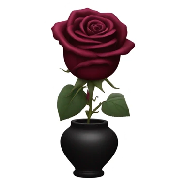 burgundy rose in black vase sticker