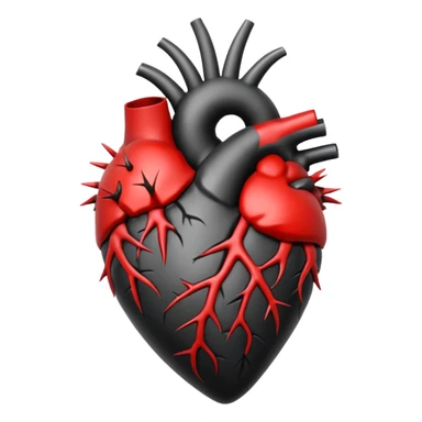 black anatomical heart in torns sticker