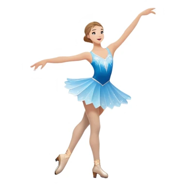 An icon showing a graceful figure skater performing a spin on the ice in a grand ice palace. The rink is illuminated by soft light beams, with cheering spectators in the stands. Snowflakes gently fall, adding to the magical atmosphere. Transparent background highlights elegance and artistry. sticker