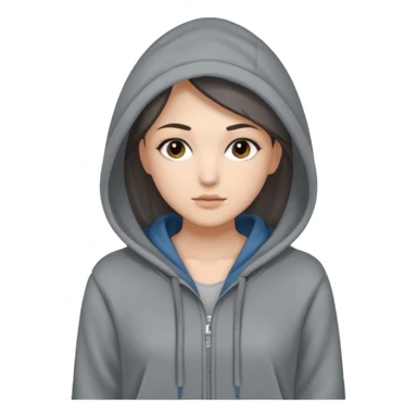 Sasha Gray in big gray hoodie full height sticker