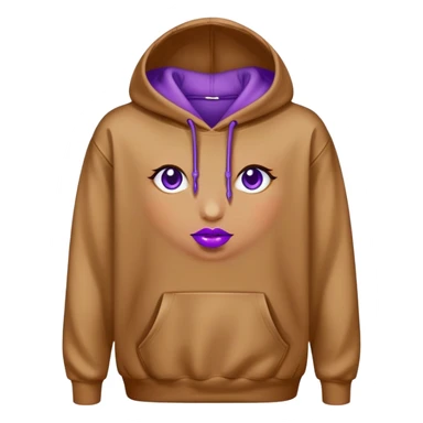 A brown hoodie with purple lip gloss stain sticker