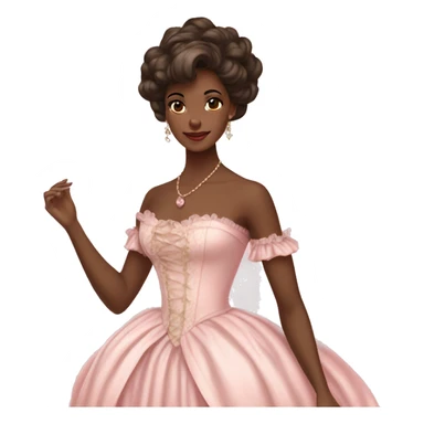 vintage rococo brown skin and brunette woman in a light pink gown  sticker