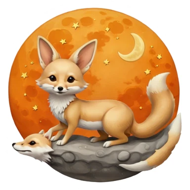 fennec on a moon sickle  sticker