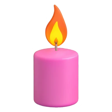 A pink candle with a flame on it, viewed from top to gorund. sticker