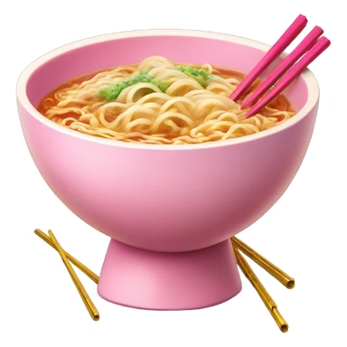 traditional ramen, pink and gold bowl, gold chopsticks sticker