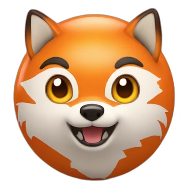 3d sphere with a cartoon fox skin with big eyes sticker