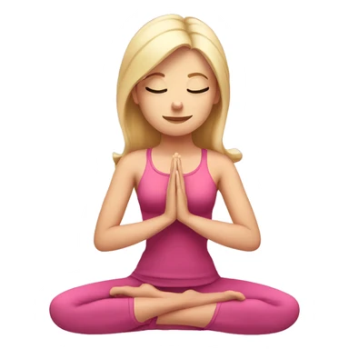 White skin blonde Girl doing praying yoga pose in pink tones half body sticker