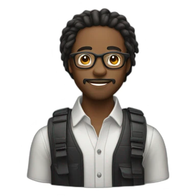 Young Black male film Photographer with glasses and thin mustache with dreadlocks sticker
