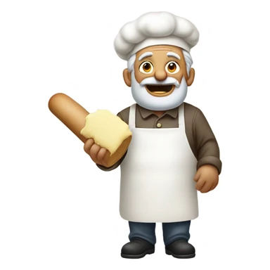 Grandfather as a baker, but something went wrong  and he is al covered with butter and flower sticker