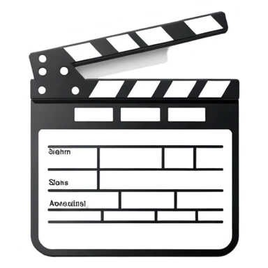 absolute minimalist film slate icon, just geometric shapes, 3-4 lines only sticker