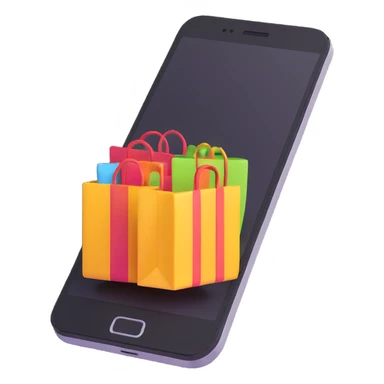 3D mobile phone with shopping app open sticker
