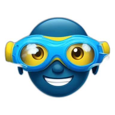 swimmer (boy) in the water with a cool blue proffesional swimming goggles sticker