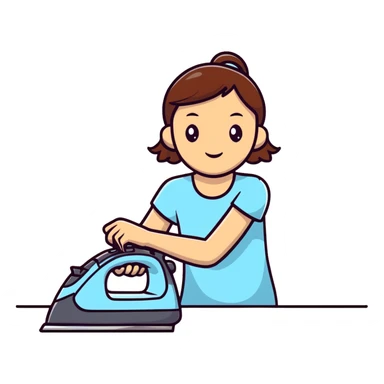 girl lifting a clothes iron sticker