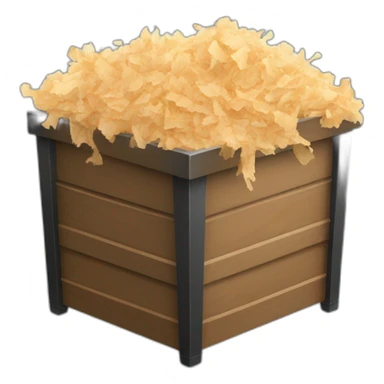 Dark cubic container filled with wood shavings sticker