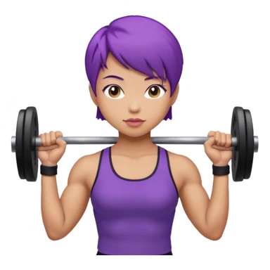 weight lifting female short purple hair asian sticker