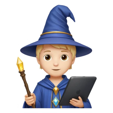 3D imoji of  The little boy who is a magic designer, he is a graphic designer, he should not be holding anything hand down sticker