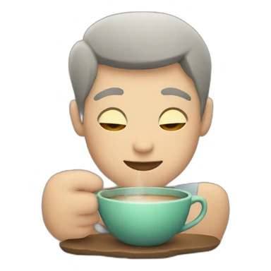 a pebble drinking tea sticker