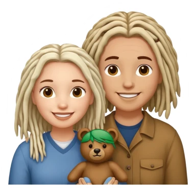 Couple emoji white with bears, medium complexion female with mid length loca sticker