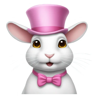 white rabbit wearing a pink top hat sticker