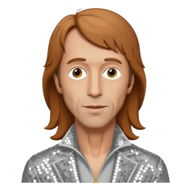 Robin Gibb from Bee Gees with light grey sequin outfit, long auburn hair sticker