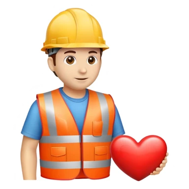 Heart wearing safety vest and hard hat sticker