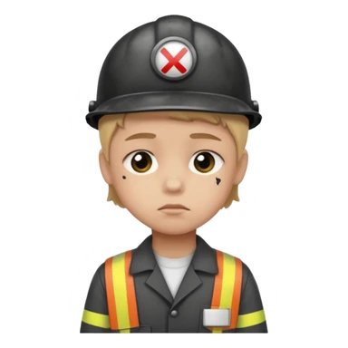 a child with a sad face works in a factory sticker