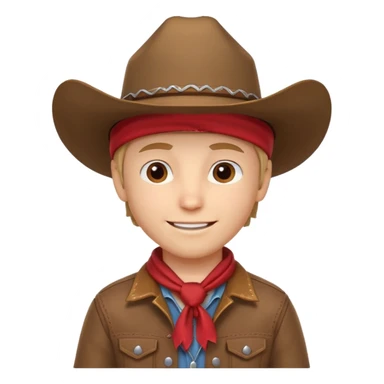 cute cowboy portrait, head and shoulders only, cowboy hat, bandana, western jacket, confident smile, 3D cartoon, mobile game icon style, clean background, no text, no watermark
 sticker