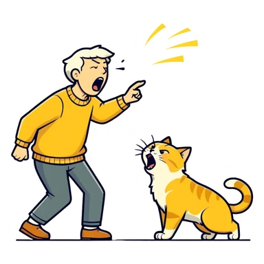 golden cat ￼ yelling at old blind man ￼ sticker