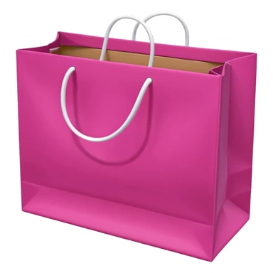 Fuchsia pink paper bag with white handles, repeating 'DRUNI' pattern in light pink and a vertical white 'DRUNI' in the center, iOS emoji style, shiny and realistic. sticker
