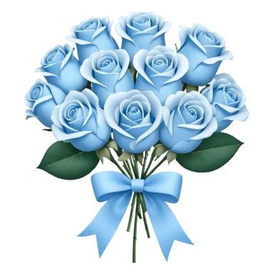 light blue rose bouquet tied with a ribbon sticker