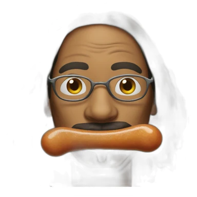 Snoop dogg with a sausage in his mouth sticker