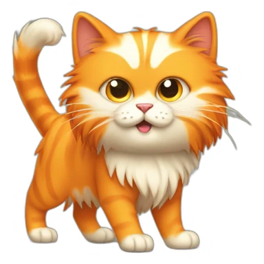 cute angry orange hairy cat full body with long tail sticker